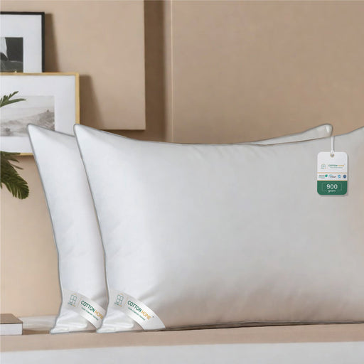 Beverly Side Sleeper Ultra Soft Pack of 2 Cotton Pillow with Gray Cord for Ultimate Support  50x75cm 1200grams - Cotton Home