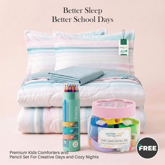 Back to School Essentials 4PC Premium Cotton Kids Bedding & Free Pencil Set Gradient