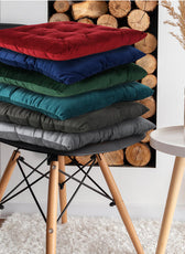 Velvet Slip Free Tufted  Chair Cushion Teal 40x40cm - Pack of 2 - Cotton Home