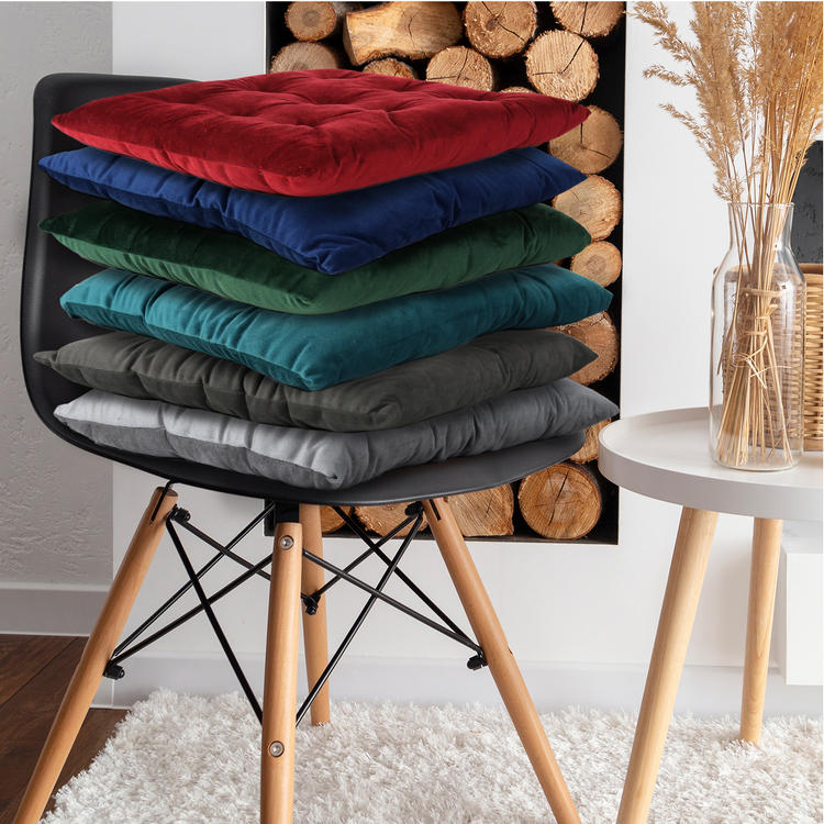 Velvet Slip Free Tufted  Chair Cushion Tan 40x40cm - Pack of 4 - Cotton Home