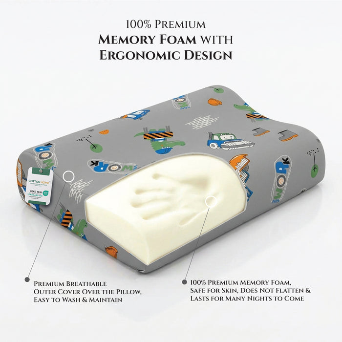 Kids Contour Memory Foam Pillows - Construction (26x38cm)