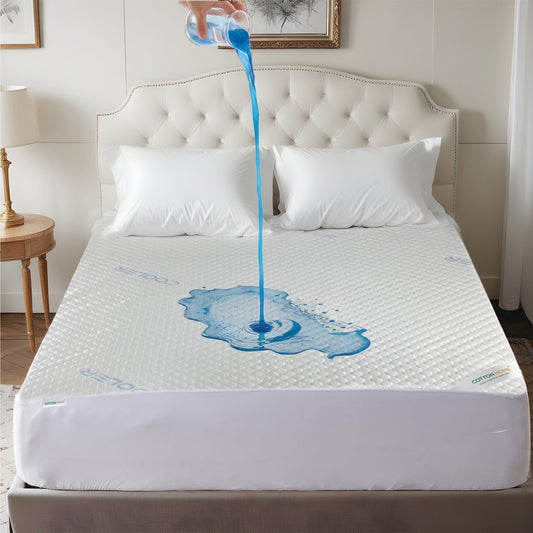 Premium Coolent Mattress Protector 160x200+35CM Breathable & Waterproof - Cotton Home