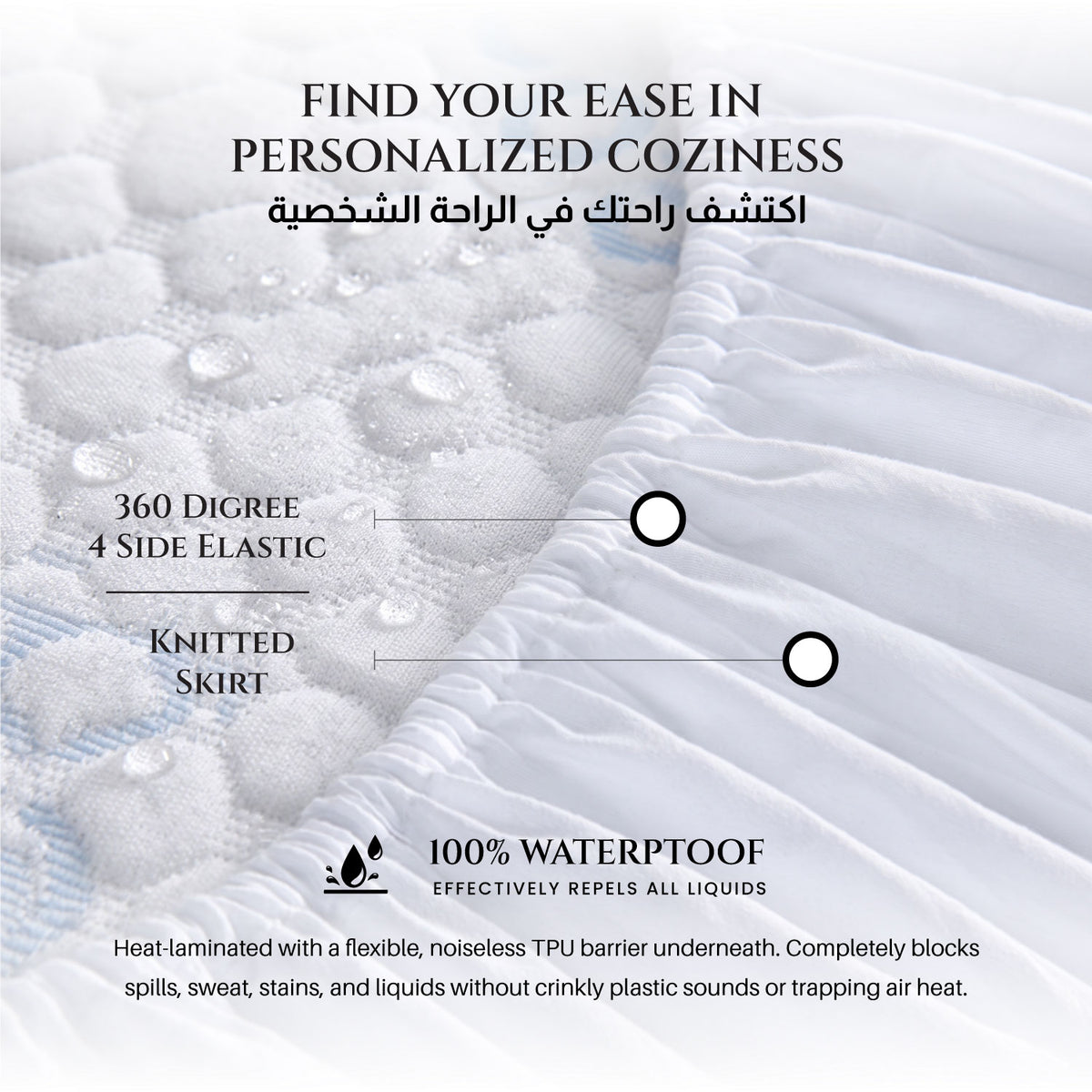 Premium Coolent Mattress Protector 90x200+35CM  Breathable & Waterproof