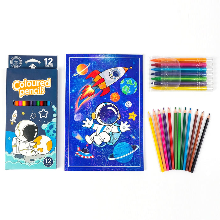 Back to School Essentials 3PC Premium Cotton Kids Bedding & Free Pencil Set Dino Space
