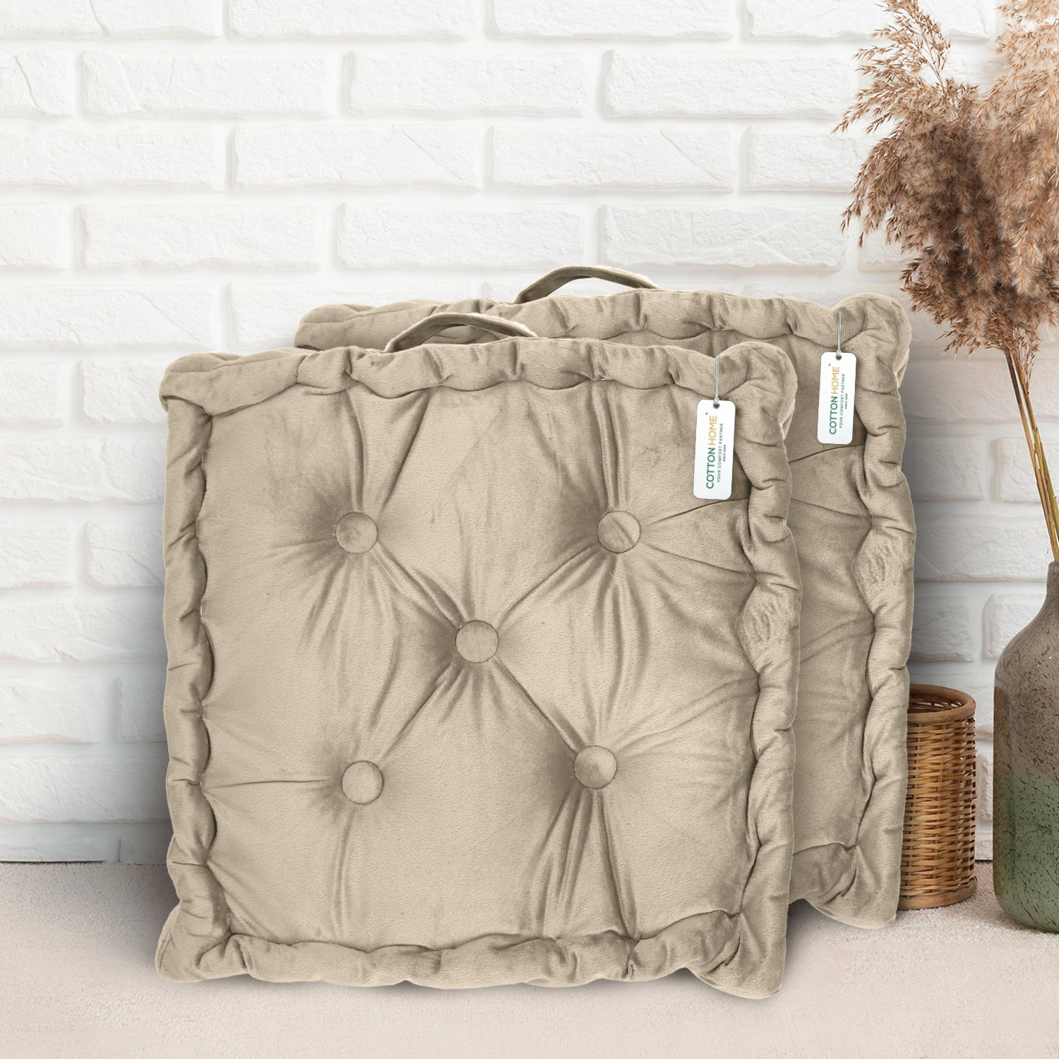 Serenity Velvet Multipurpose Seat Cushion 40x40cm  Pack of 2  Square Shape Seating - Cotton Home