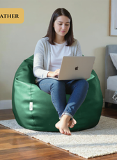 Adult Bean Bag Chair Premium PU Leather  62x105cm - Emerald Green