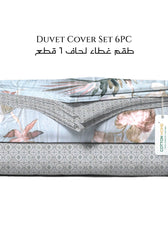 Garden Soft King Size Duvet Cover Set – 6 Pieces 220x240cm – Elegant Floral Bedding with Fitted Sheet & Pillowcases