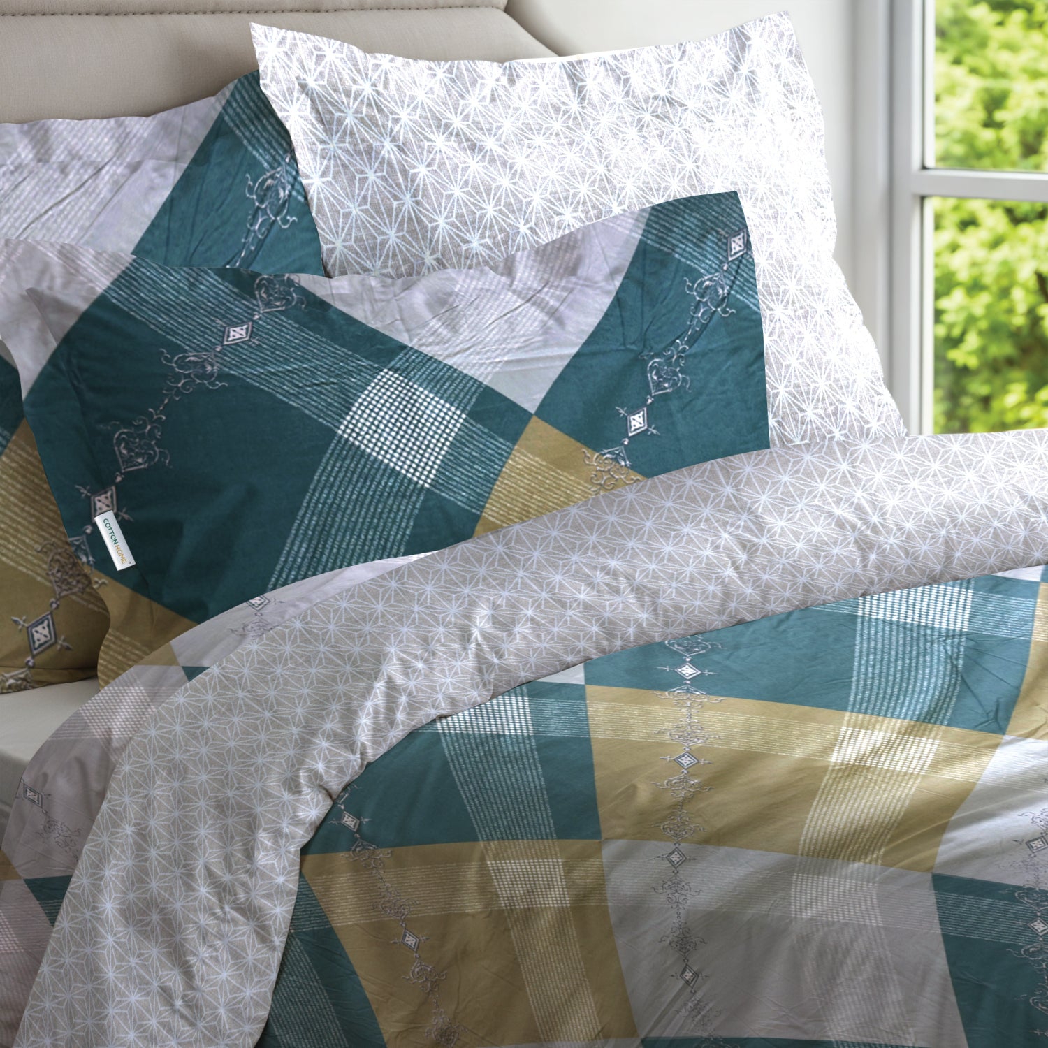 6 Piece Duvet Cover Set  220x240cm –  with Fitted Sheet & Pillowcases Diamond