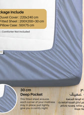 6 Piece Duvet Cover Set  220x240cm –  with Fitted Sheet & Pillowcases Ocean Blue