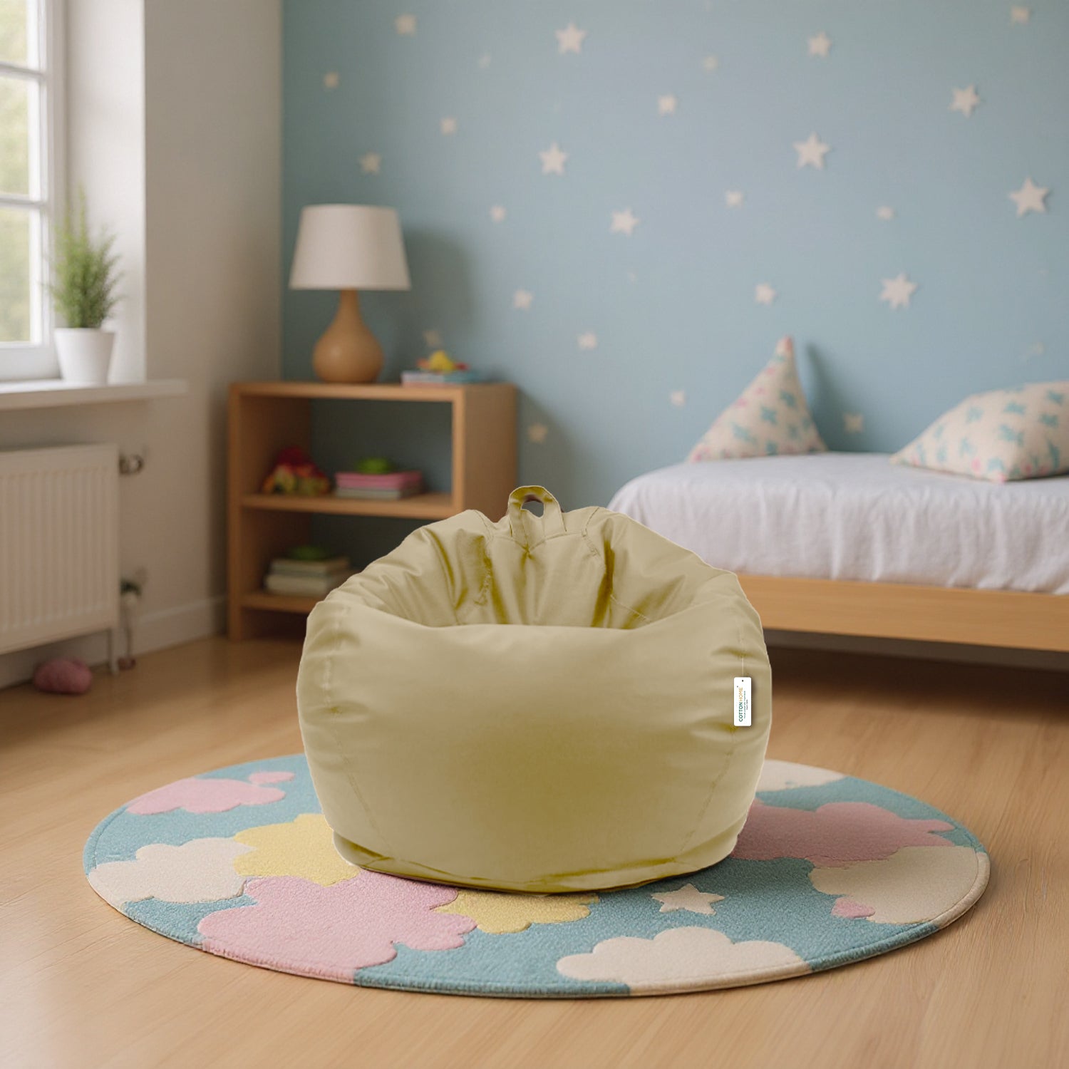 Kids Bean Bag Chair Premium PU Leather 50x80x80cm - Dark Beige