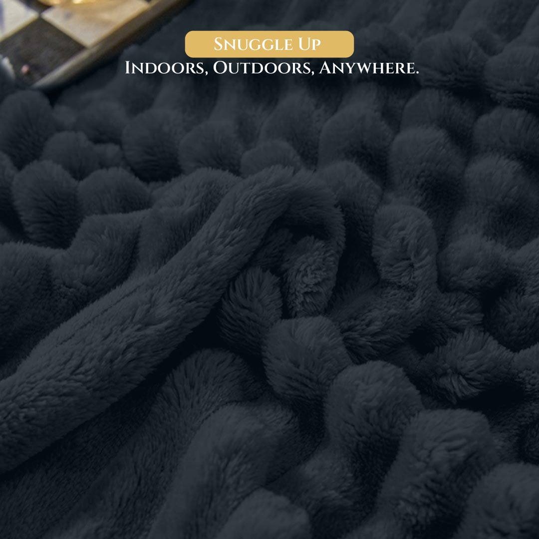 Plush Stripe Blanket Queen Size 220x240 Dark Grey - Cotton Home