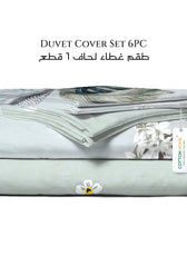 Garden Soft King Size Duvet Cover Set – 6 Pieces 220x240cm – Elegant Floral Bedding with Fitted Sheet & Pillowcases