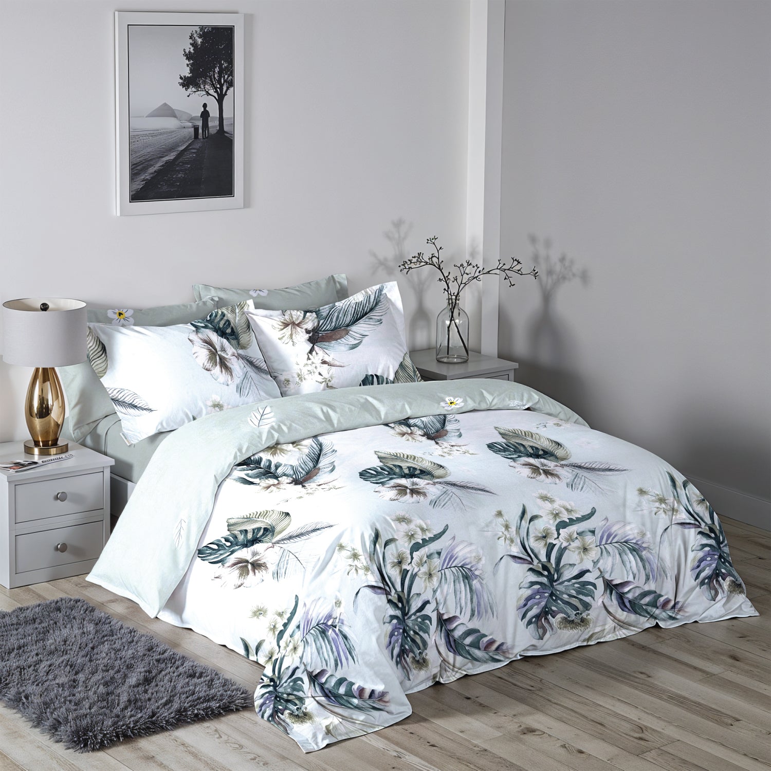 Garden Soft King Size Duvet Cover Set – 6 Pieces 220x240cm – Elegant Floral Bedding with Fitted Sheet & Pillowcases