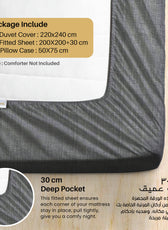 Breeze Soft King Size Duvet Cover Set – 6 Pieces 220x240cm – Elegant Floral Bedding with Fitted Sheet & Pillowcases