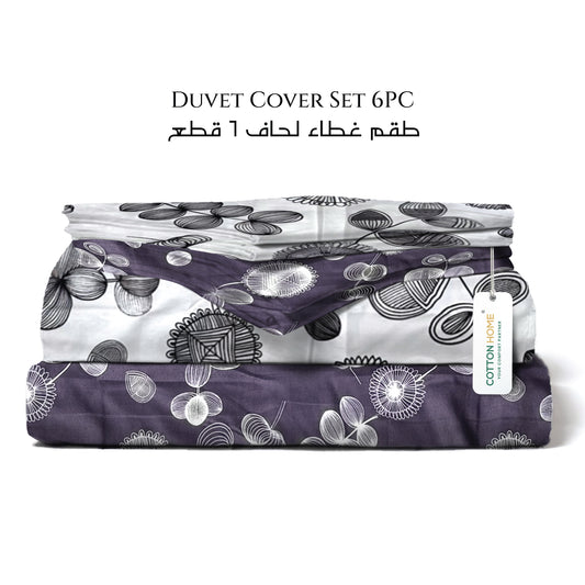 Wisteria Soft King Size Duvet Cover Set – 6 Pieces 220x240cm – Elegant Floral Bedding with Fitted Sheet & Pillowcases
