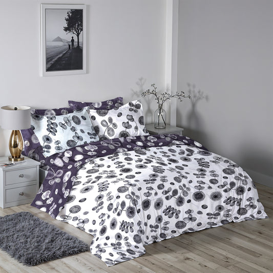 Wisteria Soft King Size Duvet Cover Set – 6 Pieces 220x240cm – Elegant Floral Bedding with Fitted Sheet & Pillowcases