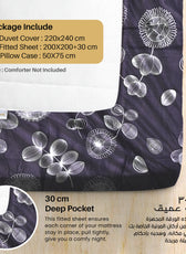 Wisteria Soft King Size Duvet Cover Set – 6 Pieces 220x240cm – Elegant Floral Bedding with Fitted Sheet & Pillowcases