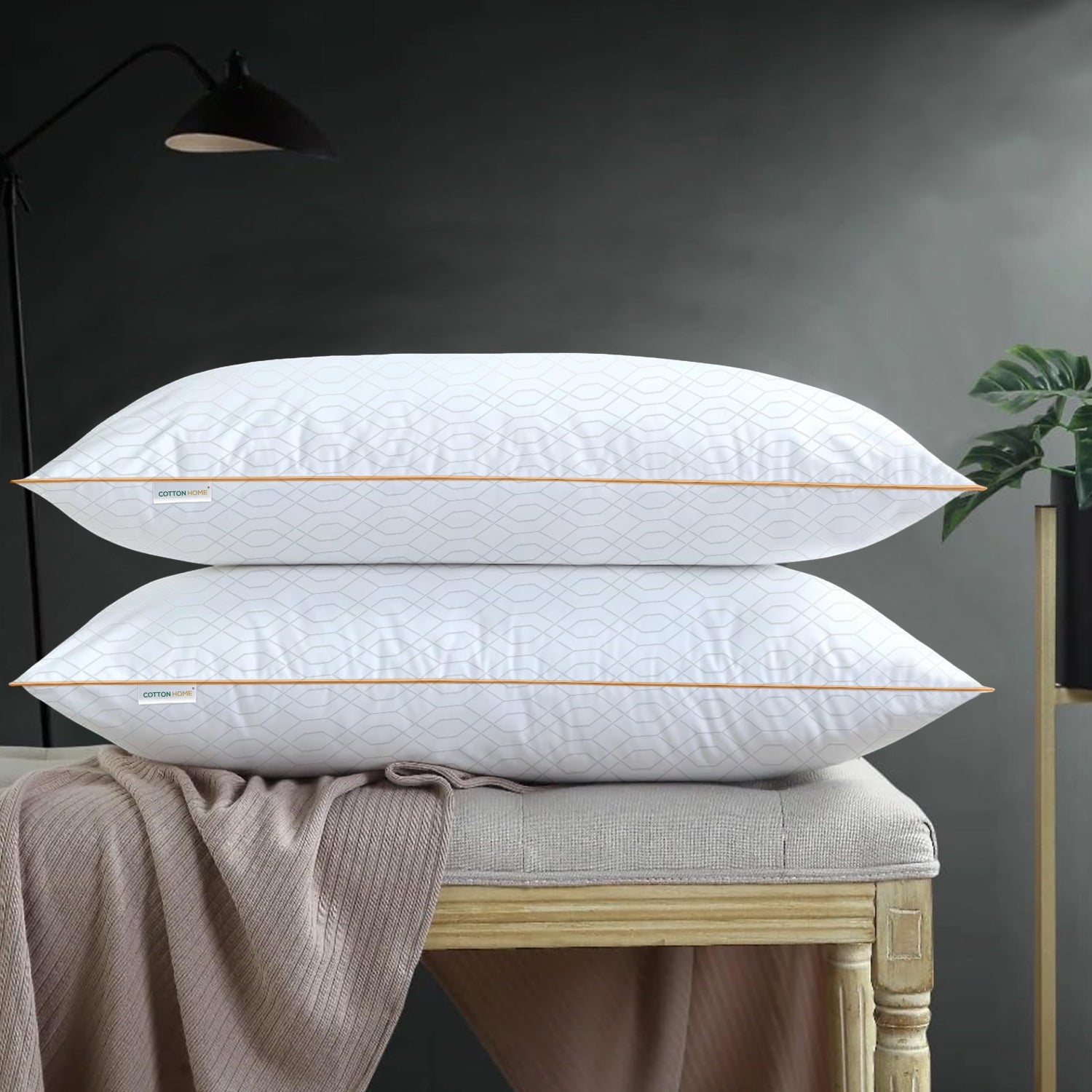 Royal Angler High Quality Loom Design Ultra Soft Premium Egyptian Cotton Dobby Jacquard  Pillow 50x75cm White - Cotton Home