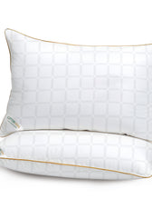 Royal Angler Premium Luxury Egyptian Cotton Pillow 50x90cm with Gold Piping - Grid