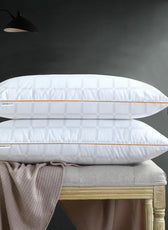 Royal Angler Premium Luxury Egyptian Cotton Pillow 50x90cm with Gold Piping - Grid