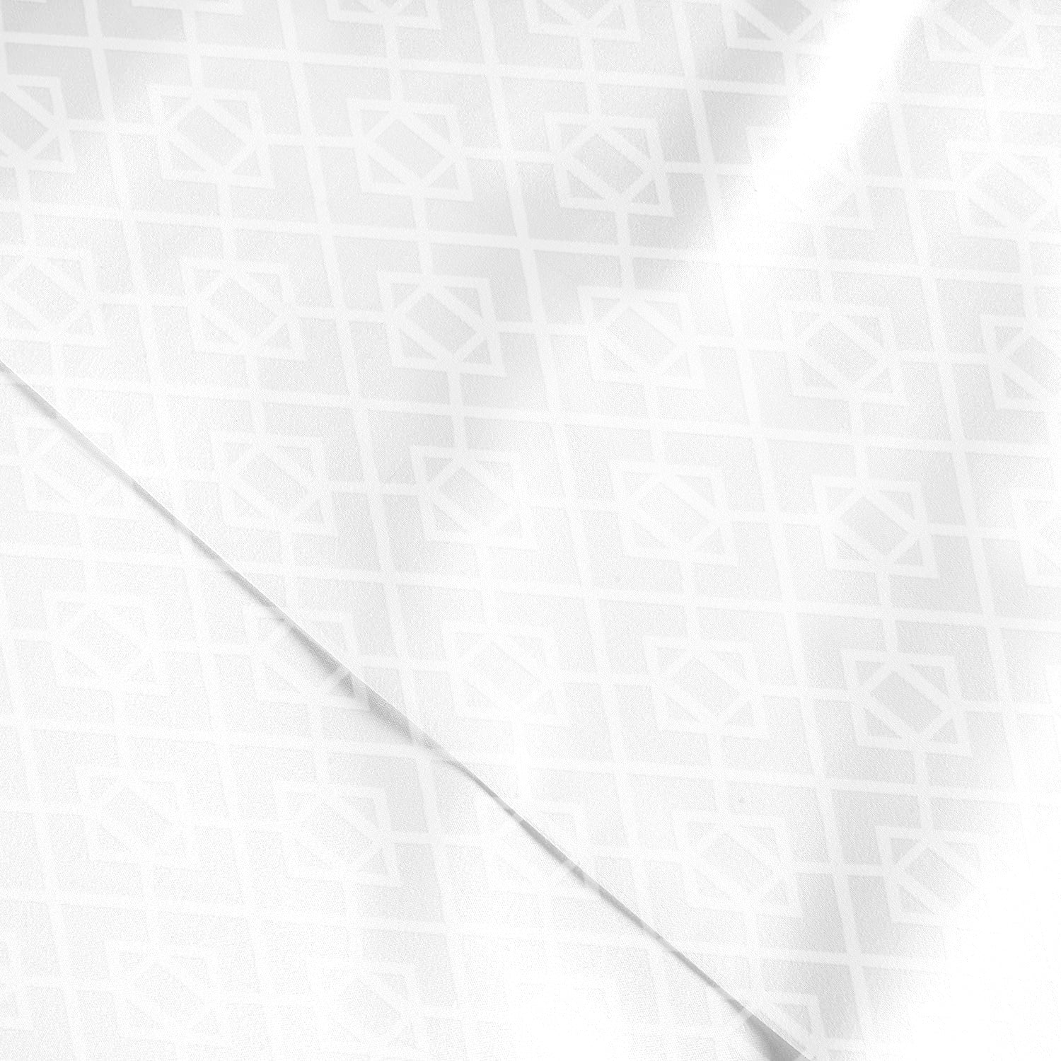 Egyptian Cotton 6 Piece Duvet Cover Set 220x240cm White Geometric