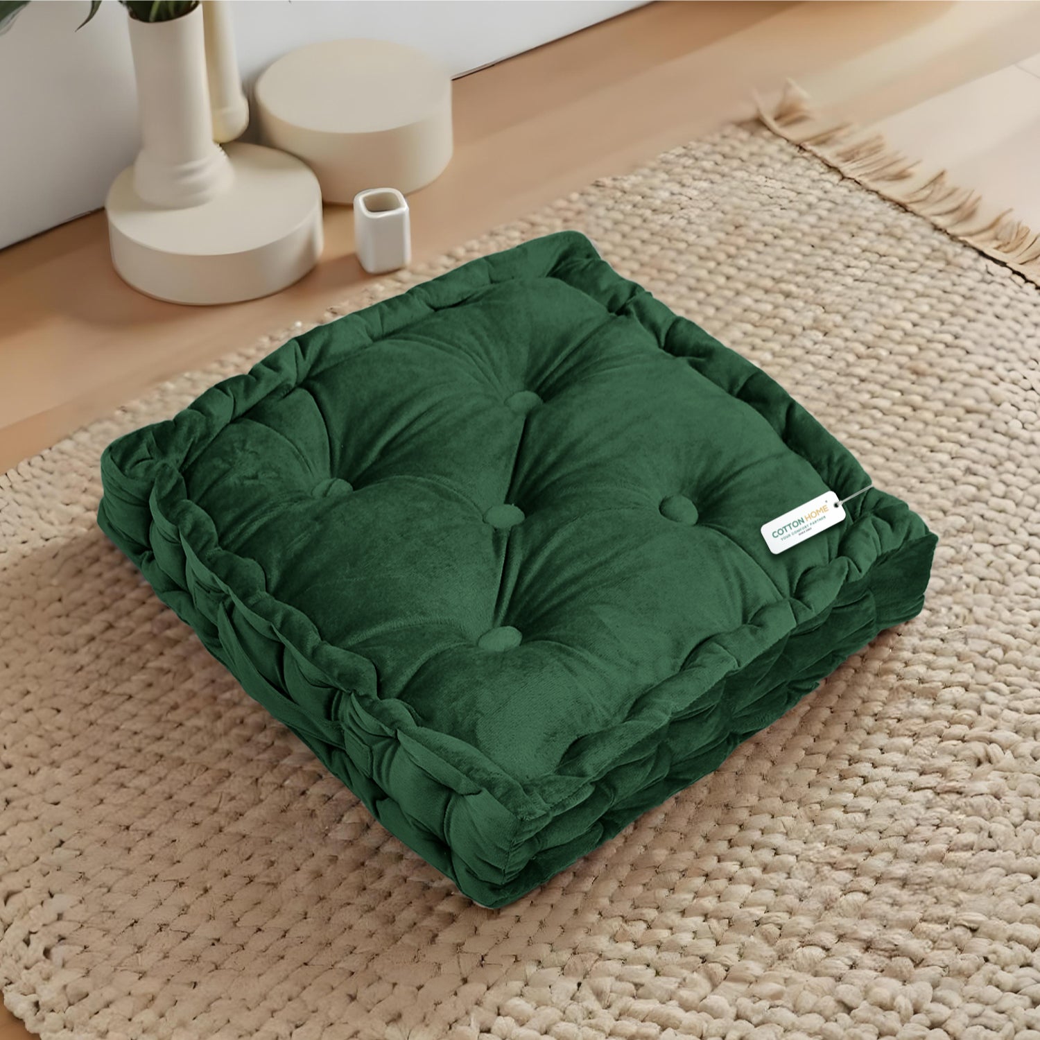 Serenity Velvet Multipurpose Seat Cushion 40x40cm  Pack of 2  Square Shape Seating - Cotton Home