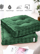 Serenity Velvet Multipurpose Seat Cushion 40x40cm  Pack of 2  Square Shape Seating - Cotton Home