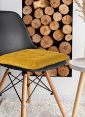 Velvet Slip Free Tufted  Chair Cushion Dark Mustard 40x40cm - Cotton Home
