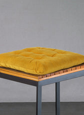 Velvet Slip Free Tufted  Chair Cushion Dark Mustard 40x40cm - Cotton Home