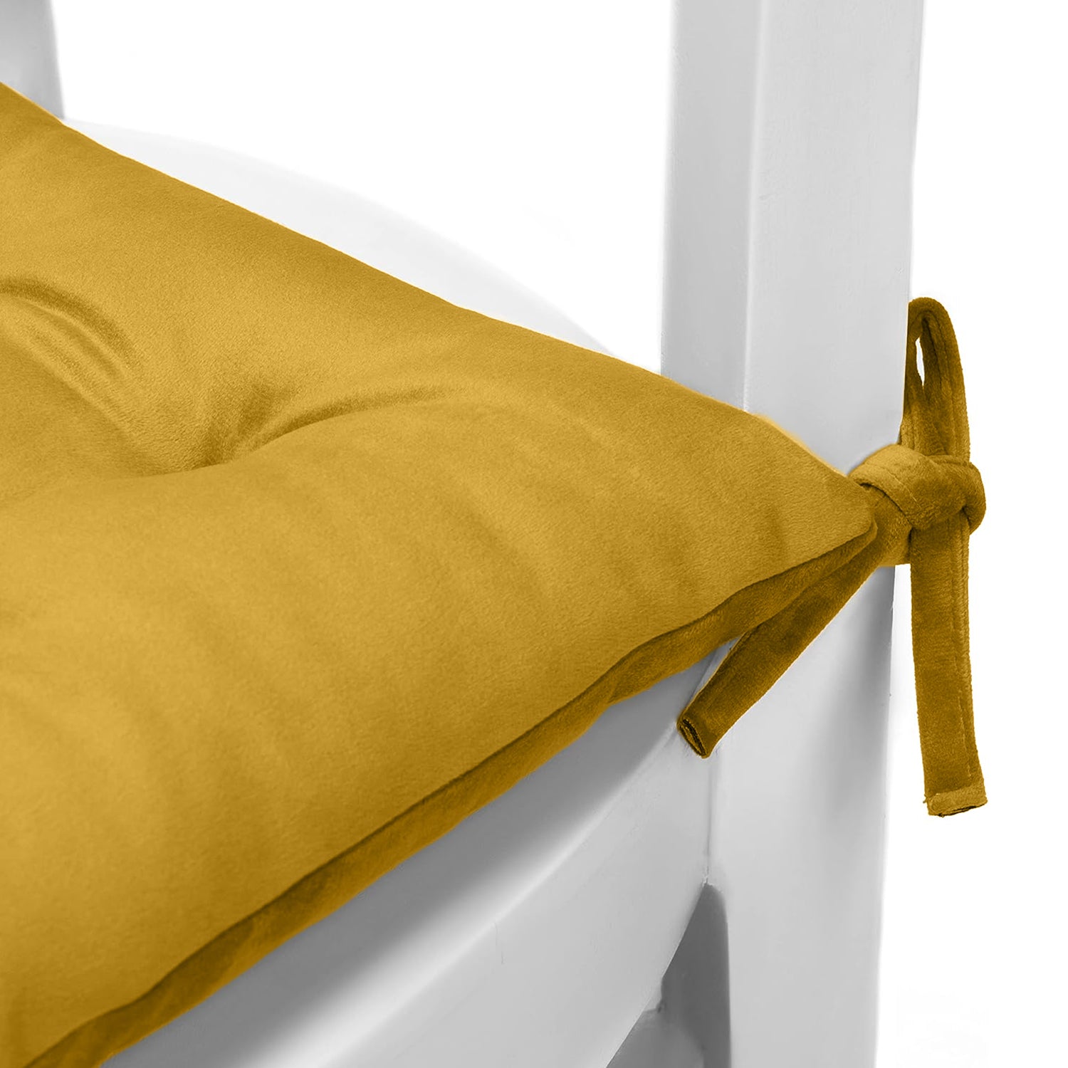 Velvet Slip Free Tufted  Chair Cushion Dark Mustard 40x40cm - Cotton Home