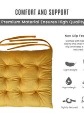 Velvet Slip Free Tufted  Chair Cushion Dark Mustard 40x40cm - Cotton Home