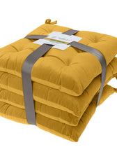 Velvet Slip Free Tufted  Chair Cushion Dark Mustard 40x40cm - Pack of 4 - Cotton Home