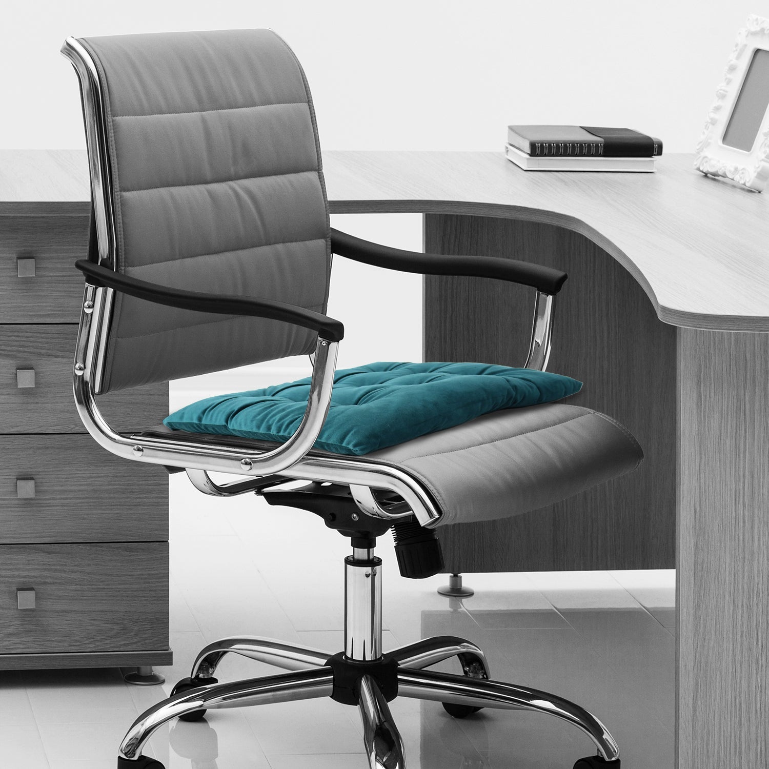 Velvet Slip Free Tufted  Chair Cushion Dark Teal 40x40cm - Pack of 4 - Cotton Home