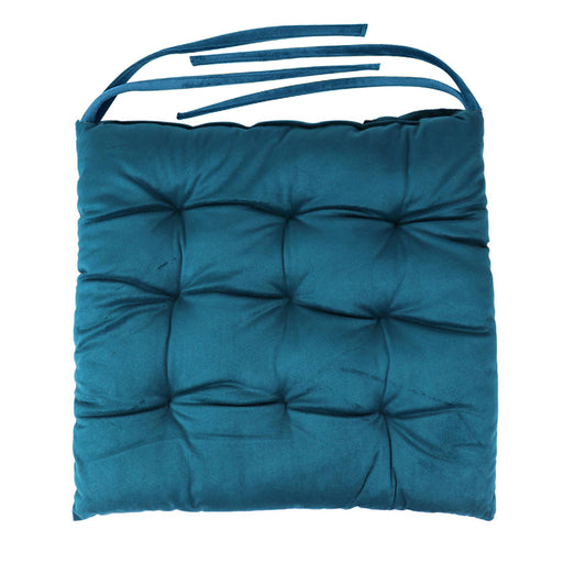 Velvet Slip Free Tufted  Chair Cushion Dark Teal 40x40cm - Cotton Home