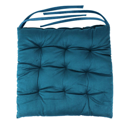 Velvet Slip Free Tufted  Chair Cushion Dark Teal 40x40cm - Cotton Home