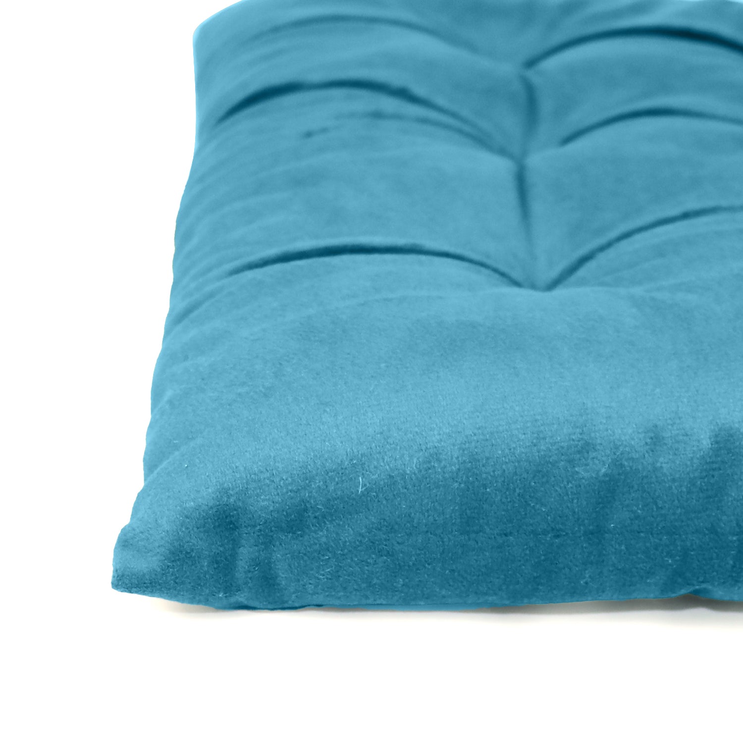 Velvet Slip Free Tufted  Chair Cushion Dark Teal 40x40cm - Cotton Home