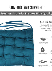 Velvet Slip Free Tufted  Chair Cushion Dark Teal 40x40cm - Pack of 4 - Cotton Home
