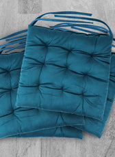 Velvet Slip Free Tufted  Chair Cushion Dark Teal 40x40cm - Pack of 4 - Cotton Home