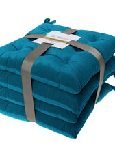 Velvet Slip Free Tufted  Chair Cushion Dark Teal 40x40cm - Pack of 4 - Cotton Home