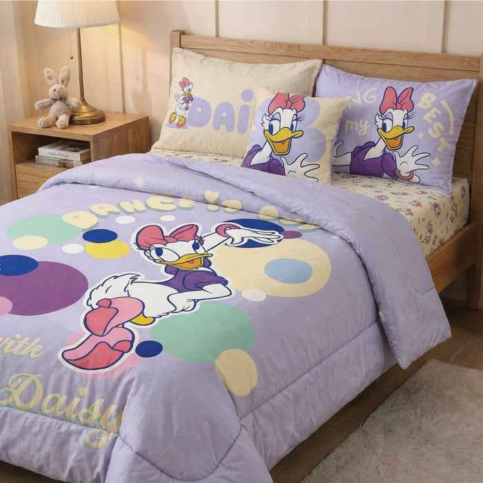 Daisy Duck Official Kids Bedding Set – 5 Piece Comforter Set Cozy & Colorful Cartoon Character with Matching Pillowcases & Bedsheet
