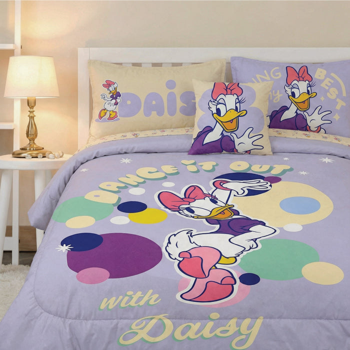 Daisy Duck Official Kids Bedding Set – 5 Piece Comforter Set Cozy & Colorful Cartoon Character with Matching Pillowcases & Bedsheet