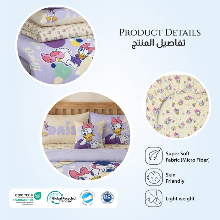 Daisy Duck Official Kids Bedding Set – 5 Piece Comforter Set Cozy & Colorful Cartoon Character with Matching Pillowcases & Bedsheet