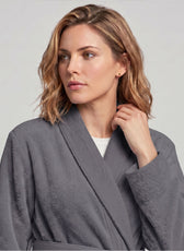 Plush Cotton Adult Bathrobe 100% Cotton Thick & Absorbent - Grey