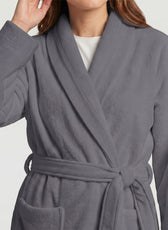 Plush Cotton Adult Bathrobe 100% Cotton Thick & Absorbent - Grey