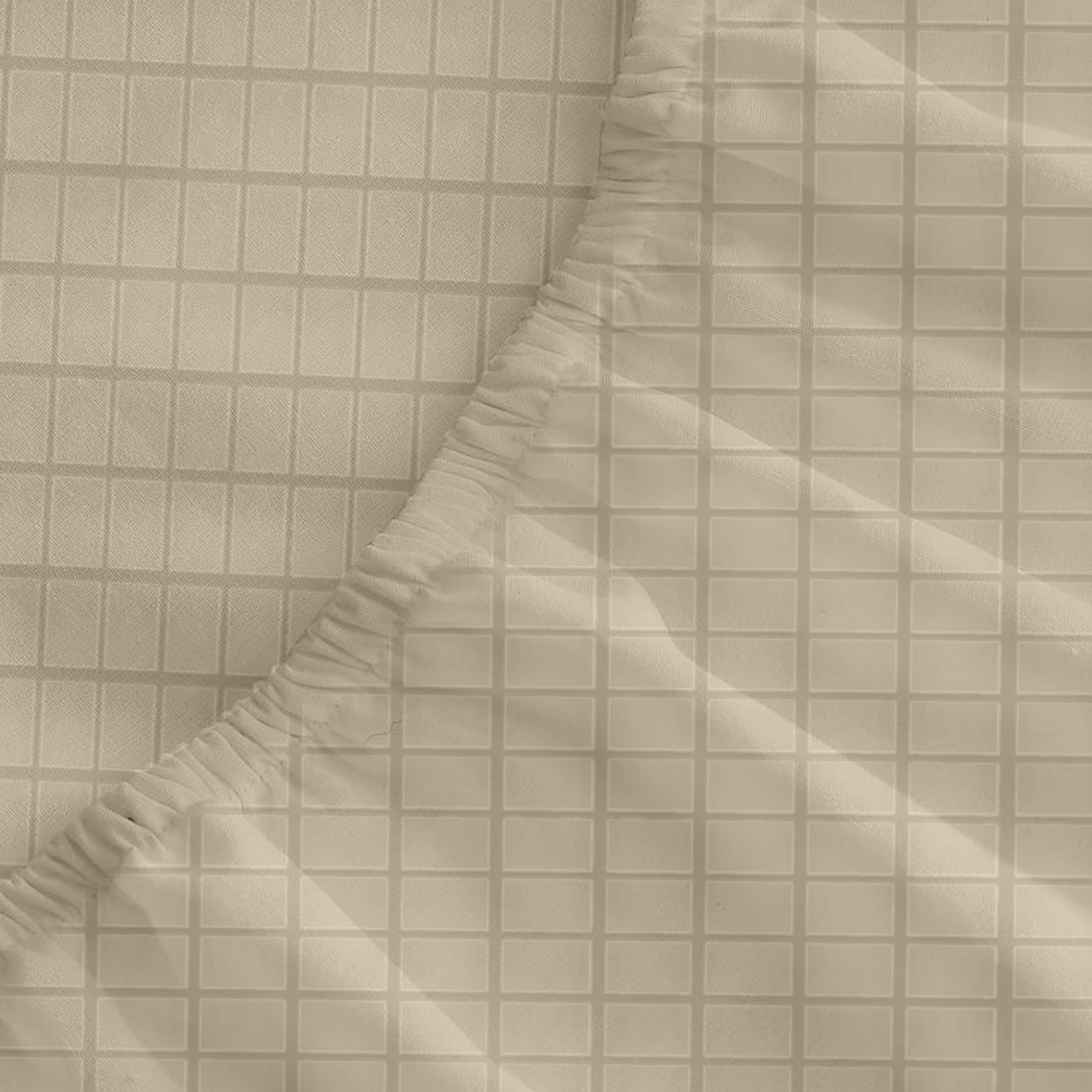 Egyptian Cotton Dobby 3PC Fitted Sheet 200X200+30CM Tiled Beige