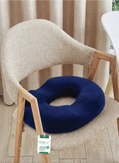 Ergonomic Memory Foam Donut Pillow for Tailbone & Hemorrhoid Pain Relief – 35x42cm, Blue