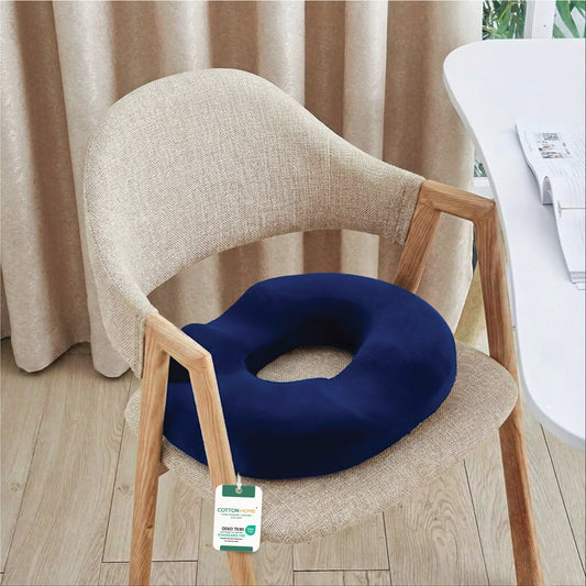 Ergonomic Memory Foam Donut Pillow for Tailbone & Hemorrhoid Pain Relief – 35x42cm, Blue