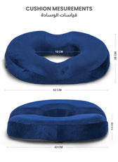 Ergonomic Memory Foam Donut Pillow for Tailbone & Hemorrhoid Pain Relief – 35x42cm, Blue