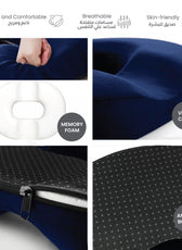 Ergonomic Memory Foam Donut Pillow for Tailbone & Hemorrhoid Pain Relief – 35x42cm, Blue