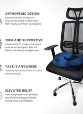 Ergonomic Memory Foam Donut Pillow for Tailbone & Hemorrhoid Pain Relief – 35x42cm, Blue